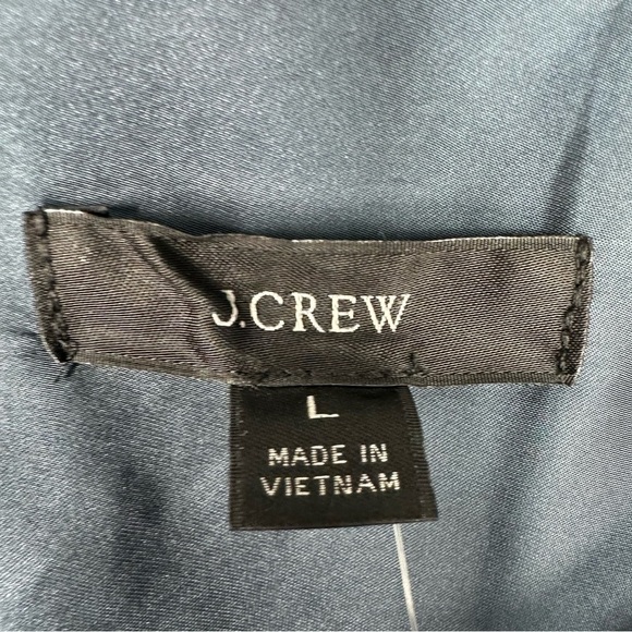 J.CREW Women's Large Jewel Blue Silky Flowy Bouse with tie neck and pleated top - Picture 10 of 10